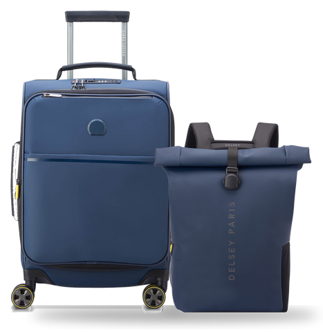 COMBO ESPECIAL VALIJA DE CABINA EXPANDIBLE 55 cm. TURENNE SOFT + MOCHILA PORTANOTEBOOK ROLLTOP IMPERMEABLE 14" TURENNE SOFT