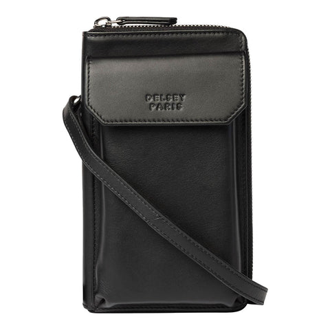MINI BOLSO CRUZADO DE CUERO CON CIERRE HORIZONTAL 19 cm. LE CUIR