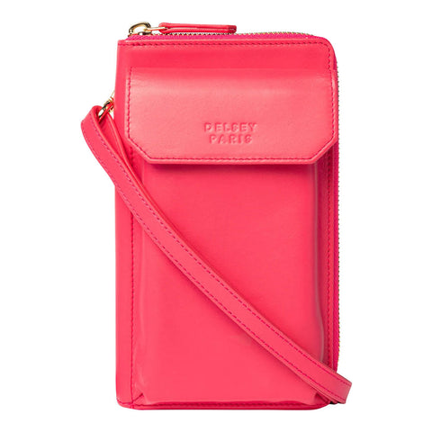 MINI BOLSO CRUZADO DE CUERO CON CIERRE HORIZONTAL 19 cm. LE CUIR