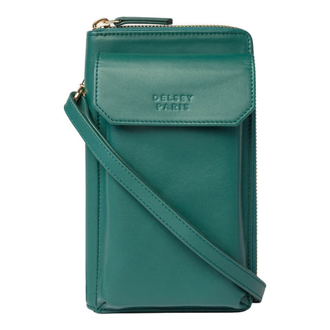 MINI BOLSO CRUZADO DE CUERO CON CIERRE HORIZONTAL 19 cm. LE CUIR